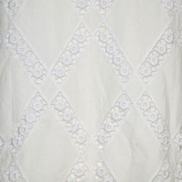 Ann Taylor White Pullover Blouse Top Size XL 3/4 Puff Sleeve Cotton Square Neck - Picture 6 of 11